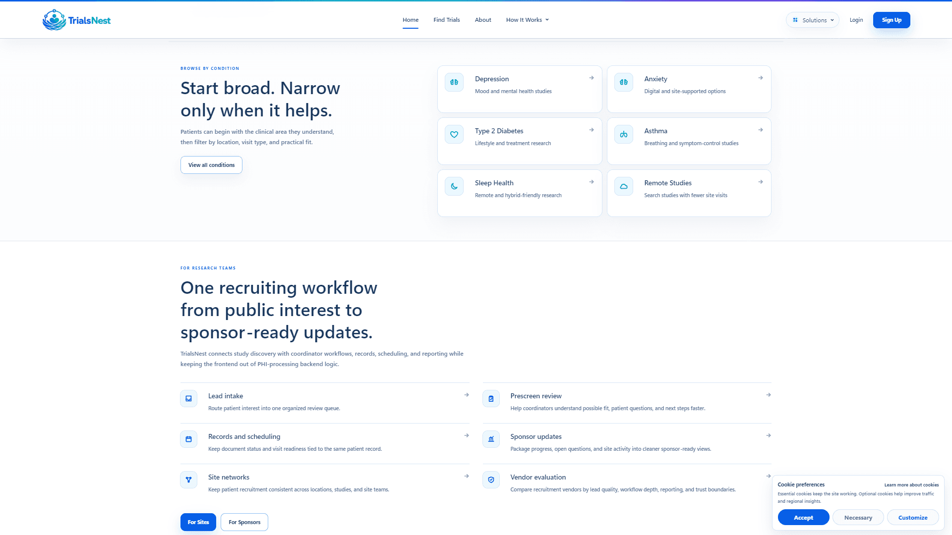 TrialsNest research team workflow